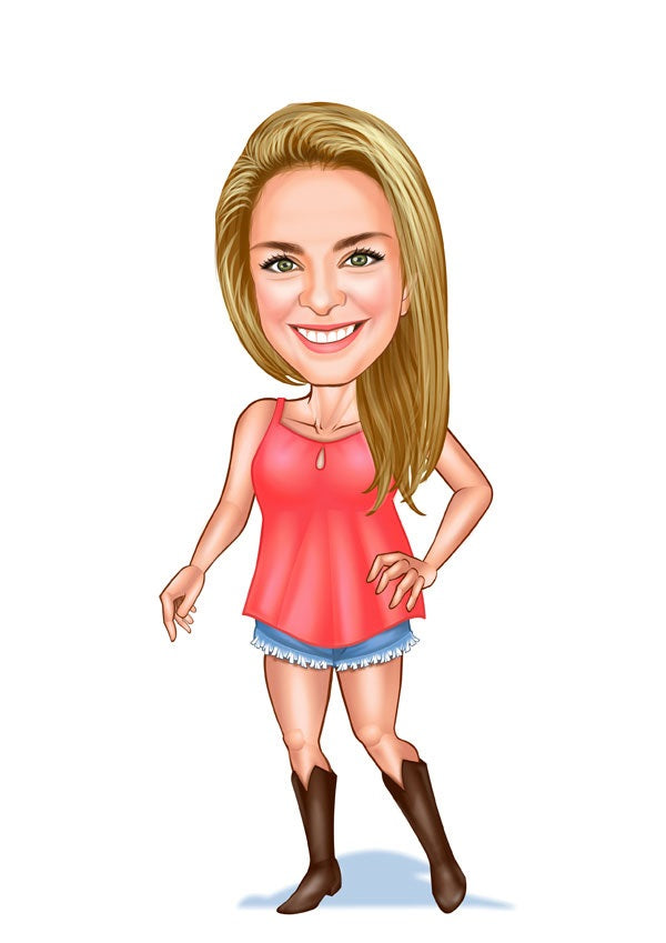 Til hende tema43 (1 person) - karikaturtegning efter dine fotos - Just Karikatur