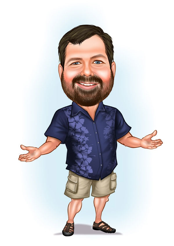 Til ham tema59 (1 person) - karikaturtegning efter dine fotos - Just Karikatur