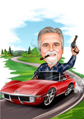 Til ham tema56 (1 person) - karikaturtegning efter dine fotos - Just Karikatur