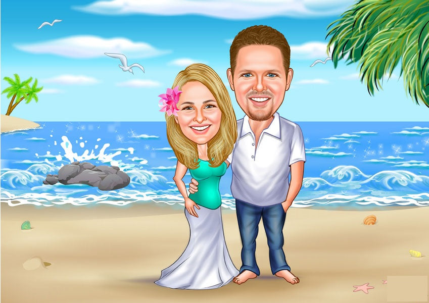 Par tema199 (2 personer) - karikaturtegning efter dine fotos - Just Karikatur