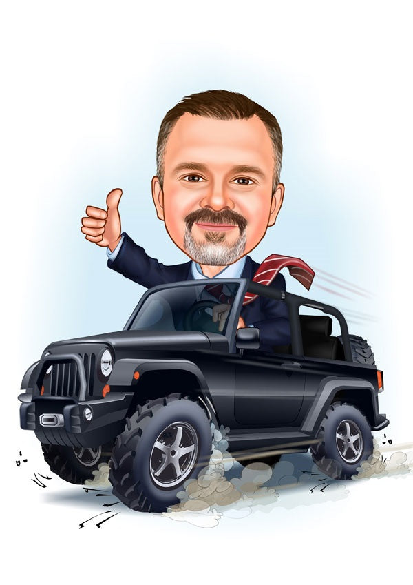 Til ham tema54 (1 person) - karikaturtegning efter dine fotos - Just Karikatur