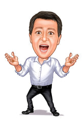 Til ham tema53 (1 person) - karikaturtegning efter dine fotos - Just Karikatur