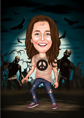 Børn tema15 (1 person) - karikaturtegning efter dine fotos - Just Karikatur