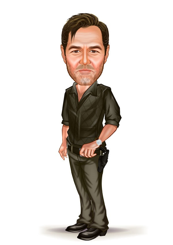 Superhelt tema25 (1 person) - karikaturtegning efter dine fotos - Just Karikatur