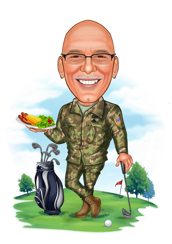 Politi & Militær tema27 (1 person) - karikaturtegning efter dine fotos - Just Karikatur