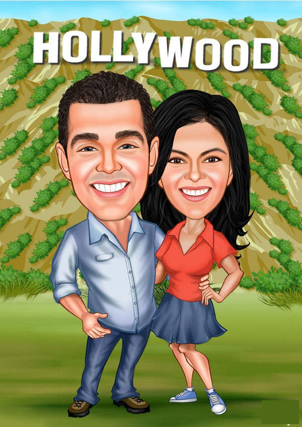 Par tema53 (2 personer) - karikaturtegning efter dine fotos - Just Karikatur