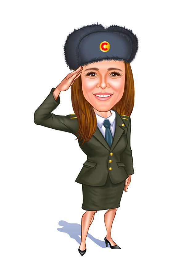 Politi & Militær tema43 (1 person) - karikaturtegning efter dine fotos - Just Karikatur