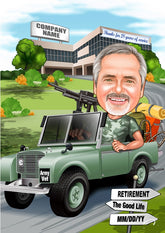 Jubilæum & Afsked tema48 (1 person) - karikaturtegning efter dine fotos - Just Karikatur