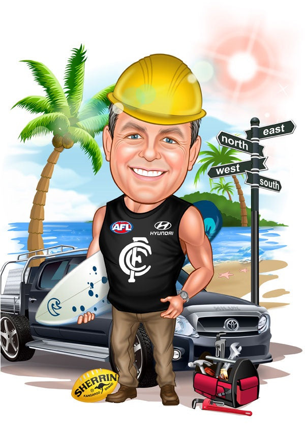 Jubilæum & Afsked tema47 (1 person) - karikaturtegning efter dine fotos - Just Karikatur