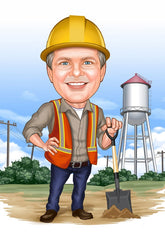 Jubilæum & Afsked tema46 (1 person) - karikaturtegning efter dine fotos - Just Karikatur