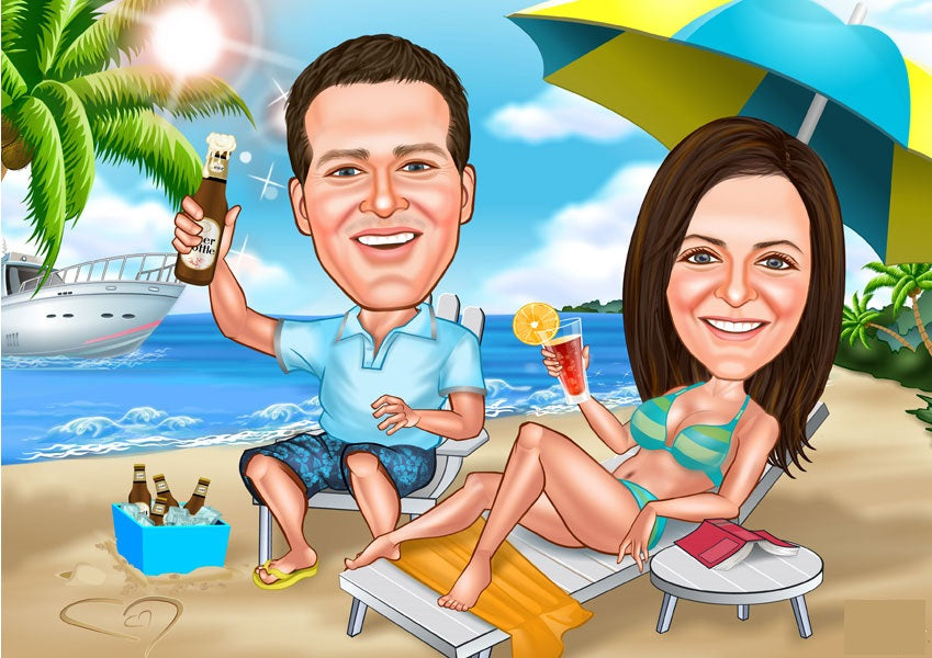 Par tema195 (2 personer) - karikaturtegning efter dine fotos - Just Karikatur