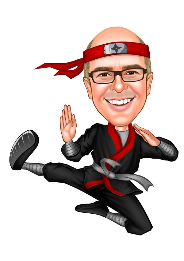 Sports tema38 (1 person) - karikaturtegning efter dine fotos - Just Karikatur