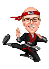 Sports tema38 (1 person) - karikaturtegning efter dine fotos - Just Karikatur