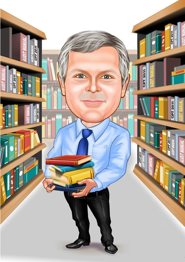 Arbejde & Erhverv tema39 (1 person) - karikaturtegning efter dine fotos - Just Karikatur