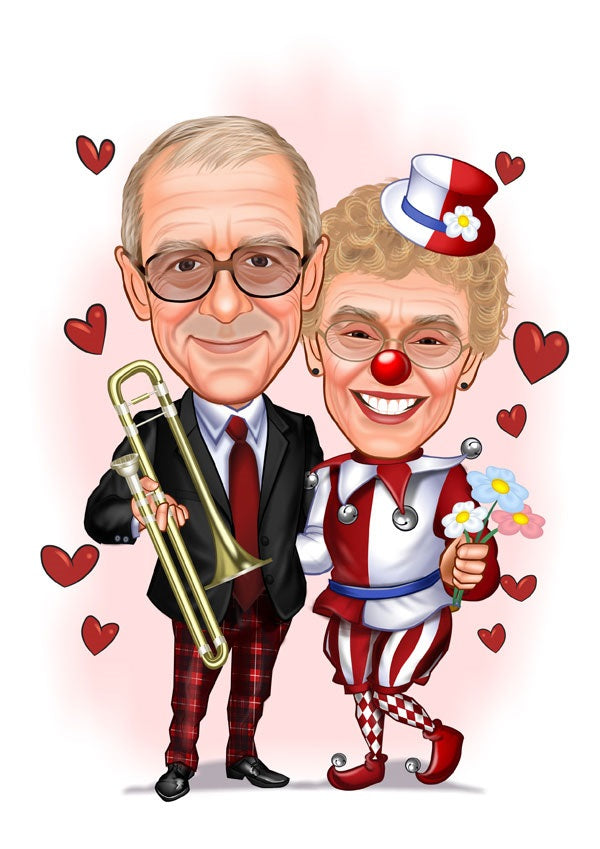 Par tema3 (2 personer) - karikaturtegning efter dine fotos - Just Karikatur