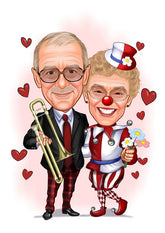 Par tema3 (2 personer) - karikaturtegning efter dine fotos - Just Karikatur