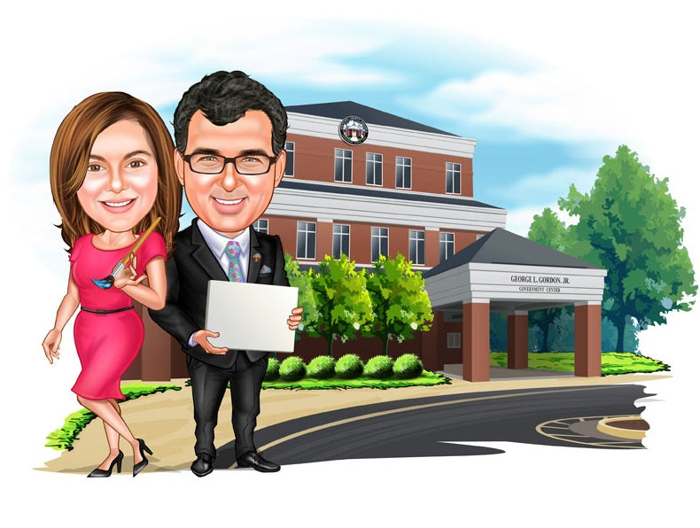 Par tema182 (2 personer) - karikaturtegning efter dine fotos - Just Karikatur