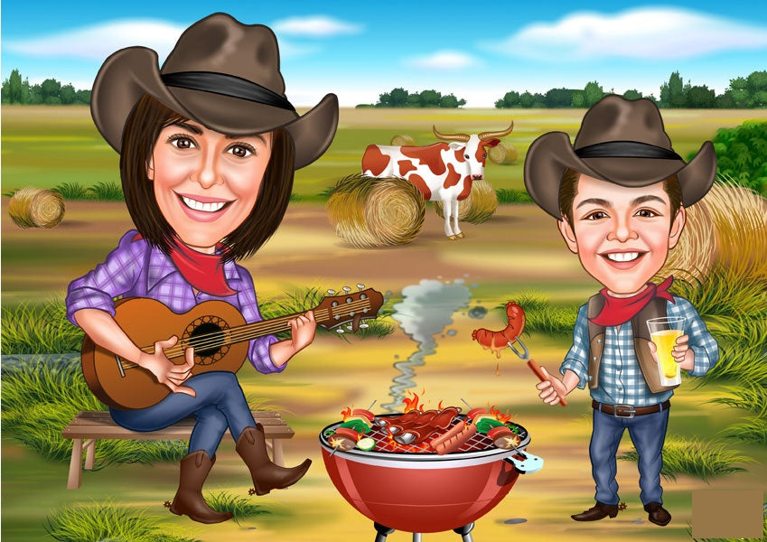 Par tema181 (2 personer) - karikaturtegning efter dine fotos - Just Karikatur