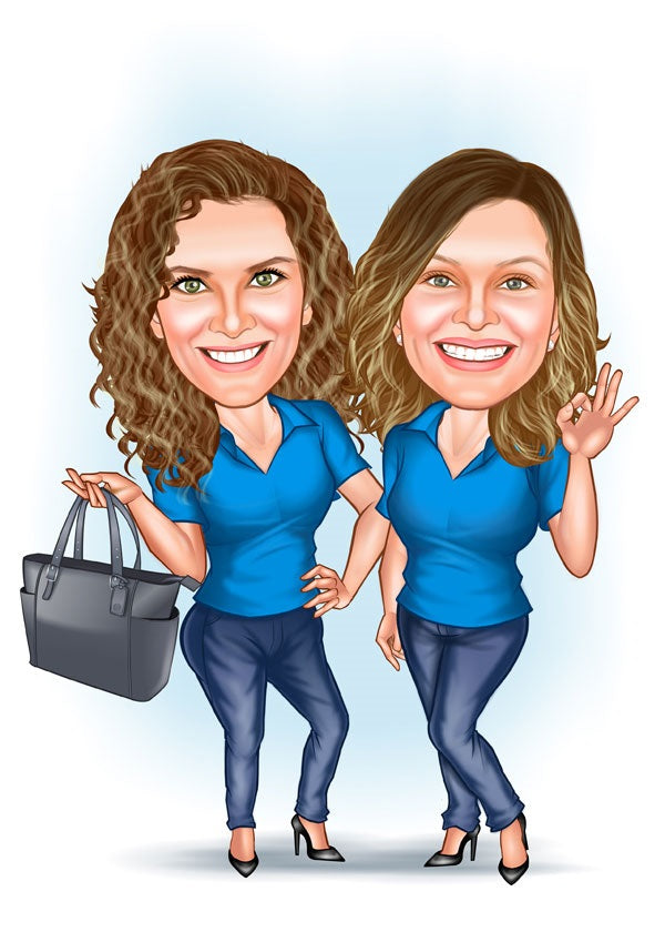 Par tema162 (2 personer) - karikaturtegning efter dine fotos - Just Karikatur