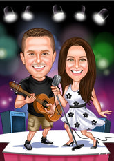 Par tema138 (2 personer) - karikaturtegning efter dine fotos - Just Karikatur