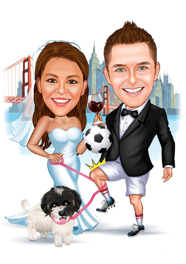 Par tema135 (2 personer) - karikaturtegning efter dine fotos - Just Karikatur