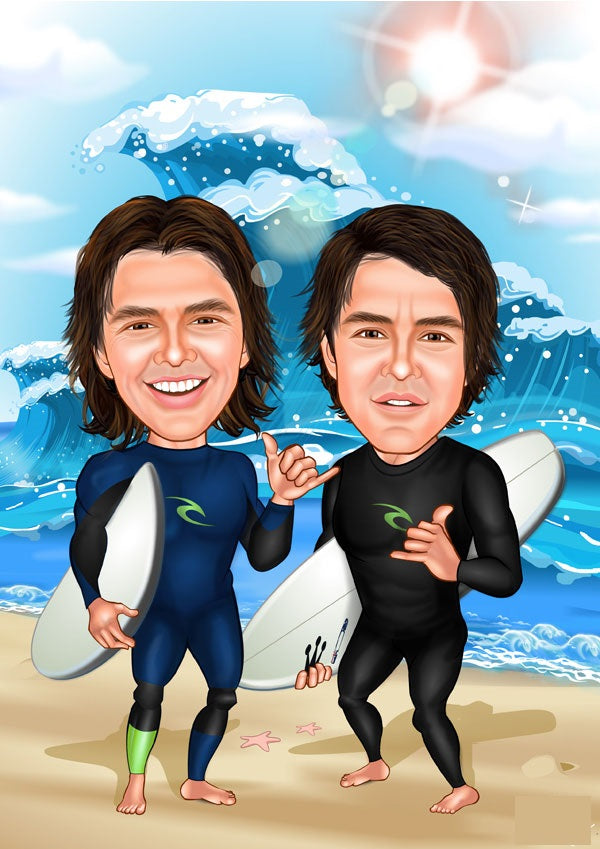 Par tema155 (2 personer) - karikaturtegning efter dine fotos - Just Karikatur