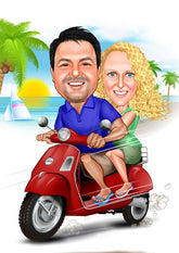 Par tema50 (2 personer) - karikaturtegning efter dine fotos - Just Karikatur