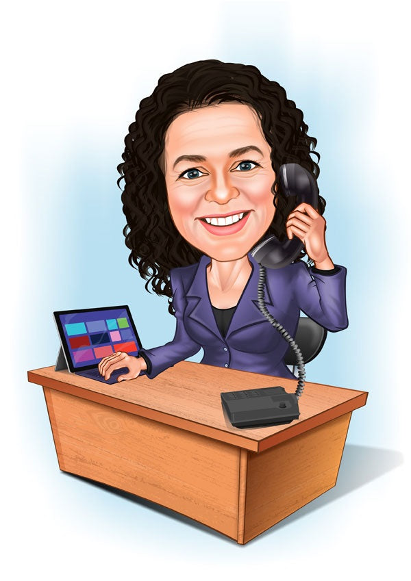 Virksomhed tema46 (1 person) - karikaturtegning efter dine fotos - Just Karikatur