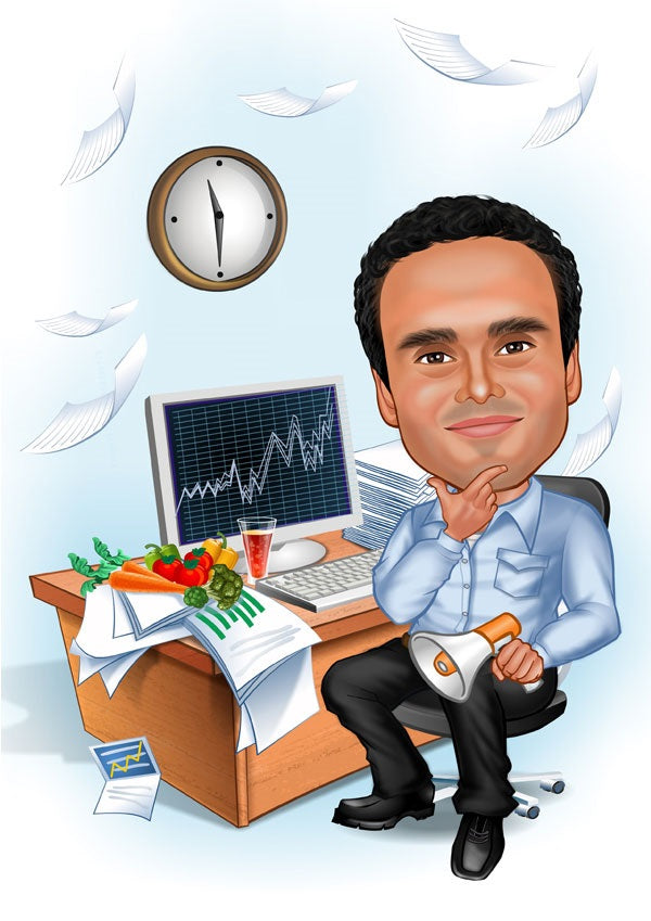 Virksomhed tema44 (1 person) - karikaturtegning efter dine fotos - Just Karikatur