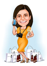 Til hende tema40 (1 person) - karikaturtegning efter dine fotos - Just Karikatur