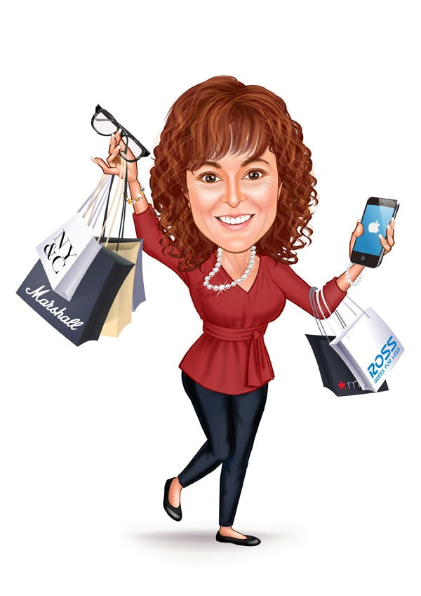 Til hende tema36 (1 person) - karikaturtegning efter dine fotos - Just Karikatur