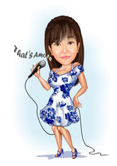 Til hende tema35 (1 person) - karikaturtegning efter dine fotos - Just Karikatur