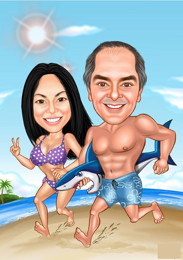 Par tema46 (2 personer) - karikaturtegning efter dine fotos - Just Karikatur