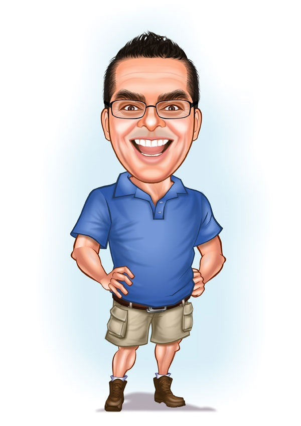 Til ham tema50 (1 person) - karikaturtegning efter dine fotos - Just Karikatur