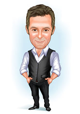 Til ham tema44 (1 person) - karikaturtegning efter dine fotos - Just Karikatur