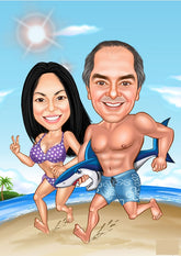 Par tema46 (2 personer) - karikaturtegning efter dine fotos - Just Karikatur