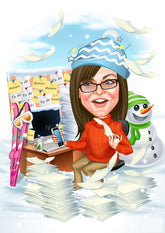 Jul tema16 (1 person) - karikaturtegning efter dine fotos - Just Karikatur