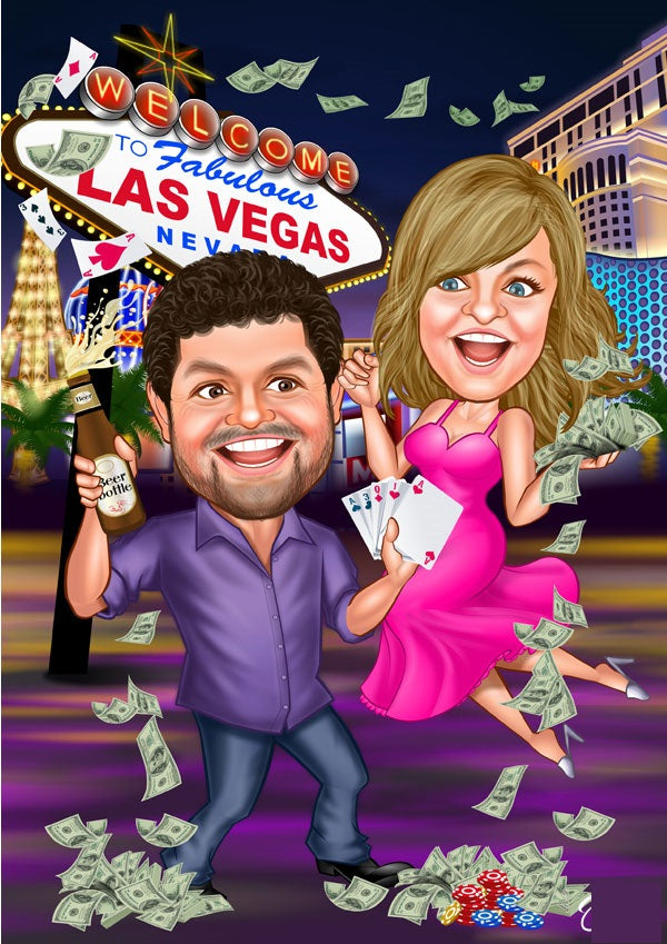 Par tema45 (2 personer) - karikaturtegning efter dine fotos - Just Karikatur