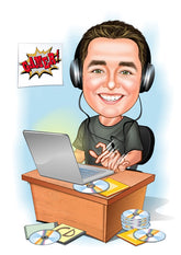 Til ham tema43 (1 person) - karikaturtegning efter dine fotos - Just Karikatur