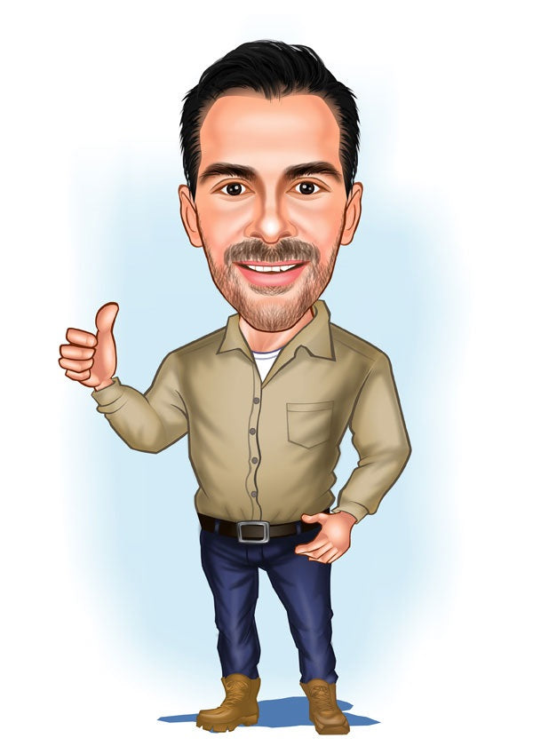 Til ham tema41 (1 person) - karikaturtegning efter dine fotos - Just Karikatur