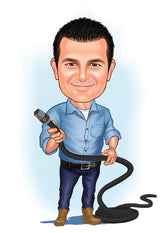 Til ham tema40 (1 person) - karikaturtegning efter dine fotos - Just Karikatur