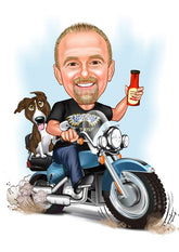 Til ham tema37 (1 person) - karikaturtegning efter dine fotos - Just Karikatur