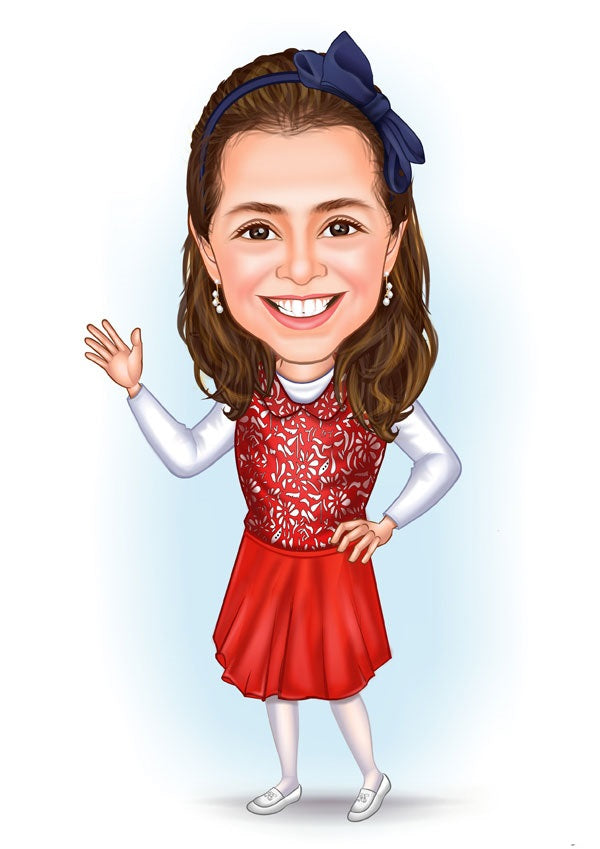 Børn tema13 (1 person) - karikaturtegning efter dine fotos - Just Karikatur