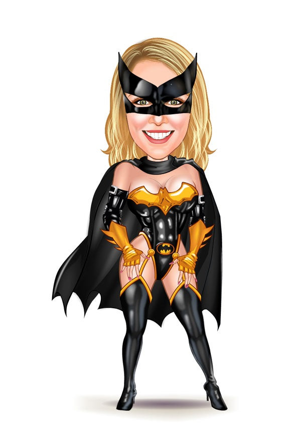 Superhelt tema20 (1 person) - karikaturtegning efter dine fotos - Just Karikatur