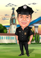 Politi & Militær tema15 (1 person) - karikaturtegning efter dine fotos - Just Karikatur
