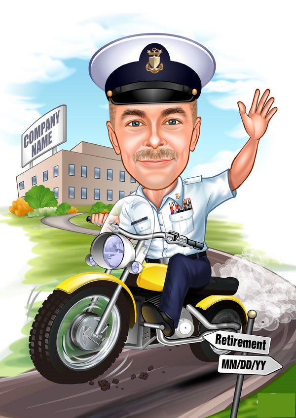 Jubilæum & Afsked tema45 (1 person) - karikaturtegning efter dine fotos - Just Karikatur