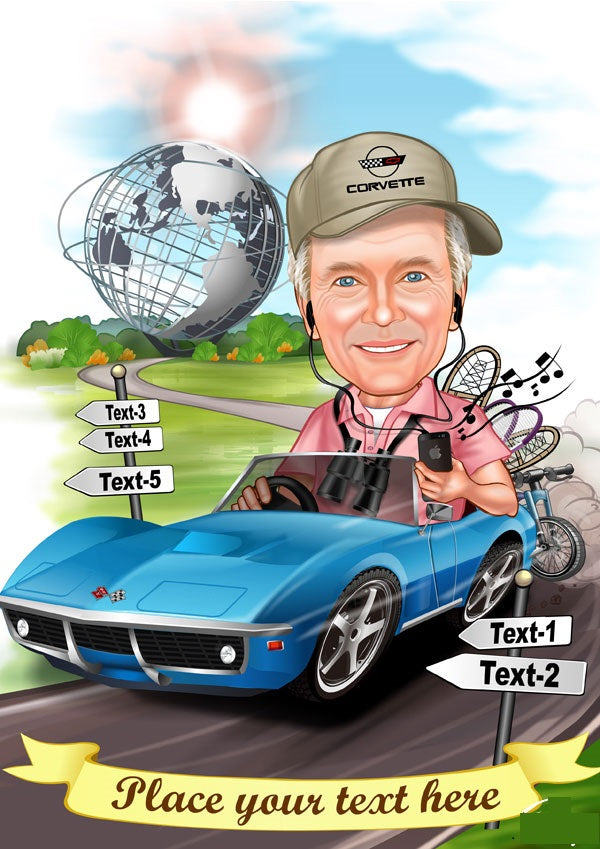 Jubilæum & Afsked tema42 (1 person) - karikaturtegning efter dine fotos - Just Karikatur