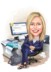 Jubilæum & Afsked tema14 (1 person) - karikaturtegning efter dine fotos - Just Karikatur