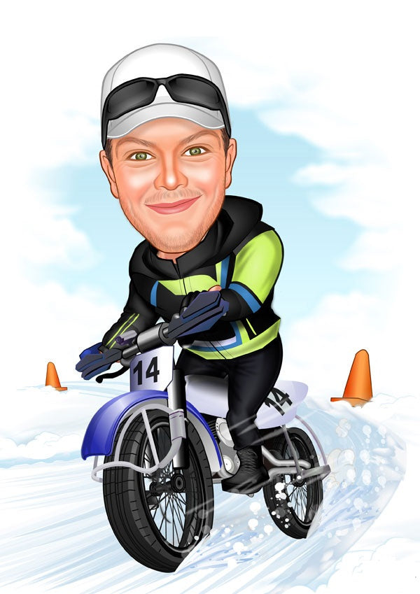 Sports tema40 (1 person) - karikaturtegning efter dine fotos - Just Karikatur