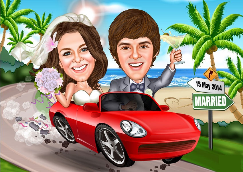 Par tema187 (2 personer) - karikaturtegning efter dine fotos - Just Karikatur